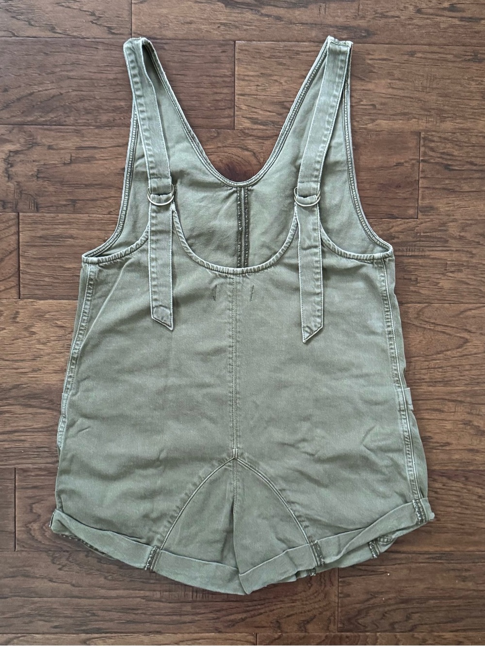 Free People High Roller Cotton Shortall Romper Mosstone Olive Green Size Small - Picture 6 of 8